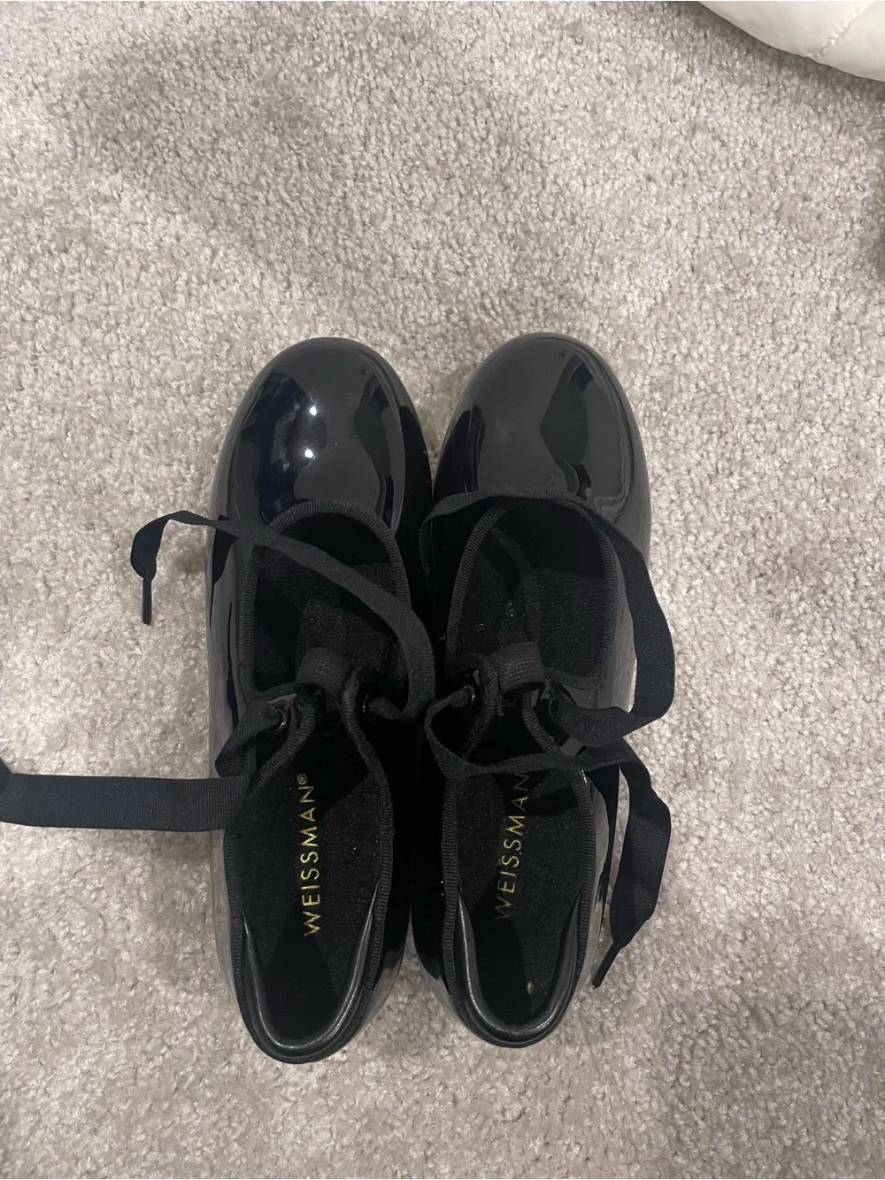 Weissman Black Tap Shoe with Silver Taps and black lace.